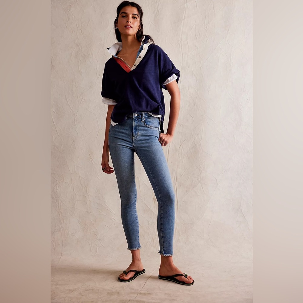 We The Free Blue Jeggings High-Waisted Skinny Fit
